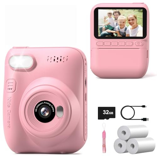 Camara Fotos Infantil Instantanea, 3,0 HD 1080P Cámara Instantánea para Niños con Tarjeta de 32GB, Bolígrafos de Colores y Papel de Impresión, Regalos Juguete