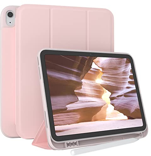EAZY CASE - Schutzhülle mit Stifthalter für iPad 11. Generation A16 (2025) Case 11 Zoll Hülle mit Stifthalterung Tablet Cover Touchpen Smartcase aufstellbar Klappcase Auto Sleep Wake Etui Rosé-Gold