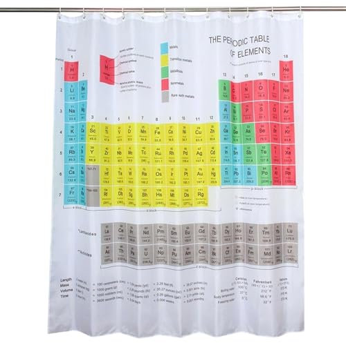Cortina de Ducha Tabla periódica de Elementos, Cortina de Ducha Impermeable Decorativa, Cortinas de Ducha de Tela para Uso de Estudiantes y Profesores de química como póster