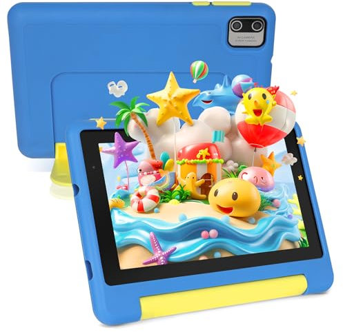 ryesug Kids Tablet, 7 inch Tablet for Kids 3-7 Ages 8GB RAM +64GB ROM, Android 13, Parental Controls, Dual Camera, Wi-Fi, Bluetooth, Type-C, Impact Resistant Case, Gift