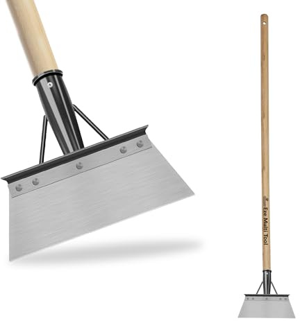 Greena Eze Multi-Tool Garden Scraper - Premium Quality Steel Scraper Patio Weed Remover Lawn Edger Shovel for Effortless Gardening, Durable Design One Piece Wooden Handle, No Assembly Required !