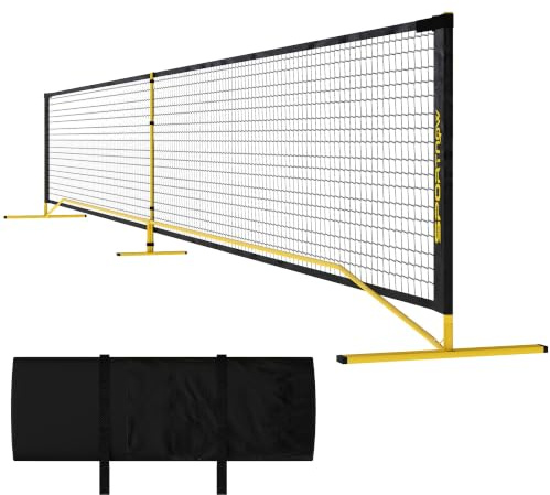 SPORTNOW Pickleball-Netz 6,7 m Tragbar mit Tragetasche Metallrahmen Gelb | für Outdoor Indoor