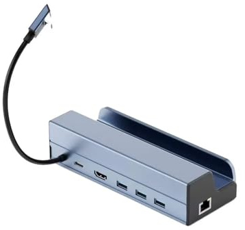 AJPARTS UK 6-in-1 Docking Station for Steam Deck & ASUS ROG Ally – USB-C Hub with HDTV 2.0 4K@60Hz HDMI, 100W PD, Gigabit Ethernet, 3 USB 3.0 Ports – Portable TYPE C Charging Dock