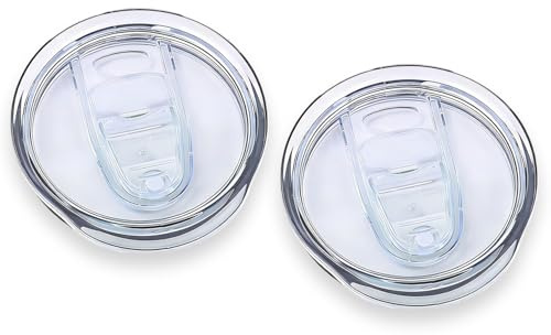2 coperchi di ricambio per bicchieri da 590 ml, per bicchieri da viaggio in acciaio inox, coperchi scorrevoli a prova di fuoriuscite per bicchieri, tazze, tazze refrigeranti (trasparenti e durevoli)