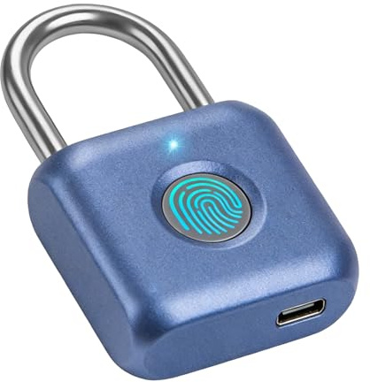 Lucchetto a impronte digitali, mini lucchetto, smart lucchetto a impronte digitali biometrico per armadietti delle palestre, armadietti delle officine, unità di stoccaggio (Blu)