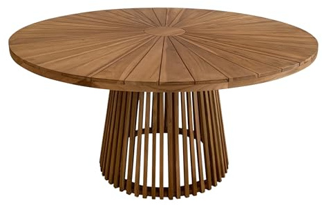 AXI Hani runder Gartentisch aus Teak Holz Ø 150 cm | Esstisch Wetterfest für den Garten/Terrasse/Outdoor aus Teakholz | Sitzgruppe Rund für 6 Personen | 150 x 75 cm