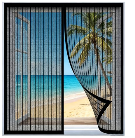 Zanzariera Finestra 50 x 127 cm Anti Insetti Mosche Zanzare Tende Zanzariere con Calamita per Finestre per Finestre di Diverse Dimensioni, Nero