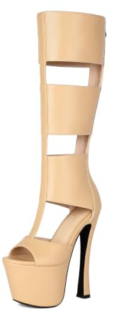 TNMIUH 17cm Plateau High Heels Stivali alla Schiava Vernice Stivali Ginocchio