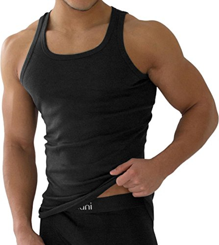 normani 4 x Classics Herren Tank Top Slimfit Rundhals 100% gekaemmte Baumwolle - HighestStandard - Einlaufvorbehandelt Größe 5=XS