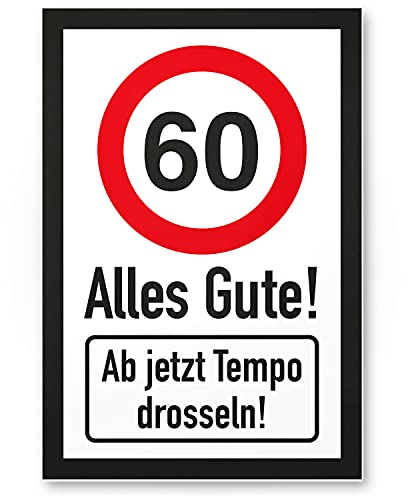 DankeDir! 60 Tempo Drosseln Schild - Alles Gute Geschenk 60. Geburtstag Geschenkidee Geburtstagsgeschenk Sechzigsten Geburtstagsdeko Partydeko Party Zubehör Geburtstagskarte
