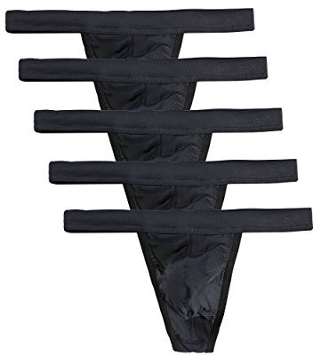 Summer Code Homme Sexy String Ficelle Lot DE 2/5, Lot de 5 Noir, L