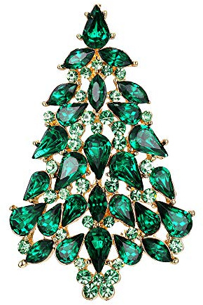 EVER FAITH Österreichische Kristall Party Wishing Tree Teardrop Brosche Pin Gold-Ton