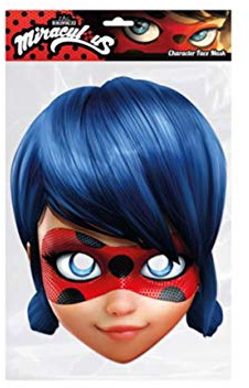 empireposter Miraculous - Ladybug - Papp Maske aus hochwertigem Glanzkarton mit Augenlöchern, Gummiband - Größe ca. 30x21 cm - Pappmaske, Prominentenmaske, Funmaske, Tiermaske