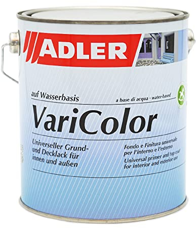 ADLER Varicolor 2in1 Acryl Buntlack für Innen und Außen - 2,5 l RAL9005 Tiefschwarz Tiefschwarz Schwarz - Wetterfester Lack und Grundierung - matt