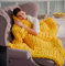Blanket,Grob Gestrickte Decke, Grobe Strickdecke Merino Wolle Garn Arm Stricken Werfen, Yoga Matte Teppich, Super Große Klobige Stricken Decke Haustier Bett Stuhl Sofa,Gelb,60 * 60cm