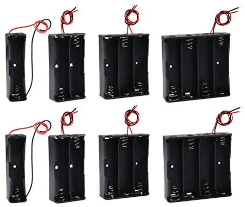 2 Set 18650 Battery Holder, Pack of 8 Plastic Battery Holder Case with Wire Leads, DIY Battery Storage Boxes 1 Slots+2 Slots+3 Slots+4 Slots 3.7V 18650 Battery Case Holder Bundle