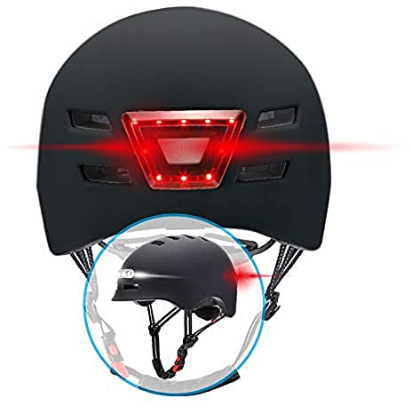 Beeper ME135M-N Fahrradhelm, Tretroller mit integrierten Vorder- und Rücklichtern, Erwachsene, Unisex, Schwarz, M