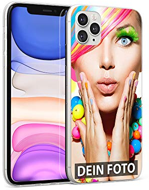 PR Print Royal Handyhülle passend für Apple iPhone 11 Pro Max zum Selbst gestalten mit eigenem Foto oder Text - Silikoncase Transparent