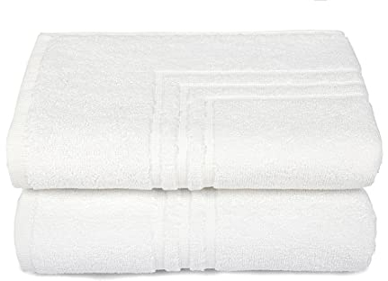 MAURAHOME - 2er Pack Badvorleger, Frottee Duschvorleger, 100% Baumwolle Badematte 50x70cm, Badteppich Weiß, Badvorleger rutschfest Waschbar, Badezimmerteppich, Schnelltrocknend Duschvorleger