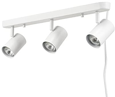 GLOBE Electric 60024 22 3-Light Plug-in Track Lighting, Matte White, 15 Foot Cord, in-Line On/Off Rocker Switch, Kitchen, Bathroom, Home Essentials, Ceiling Light, Dorm, Dining Room, Hallway