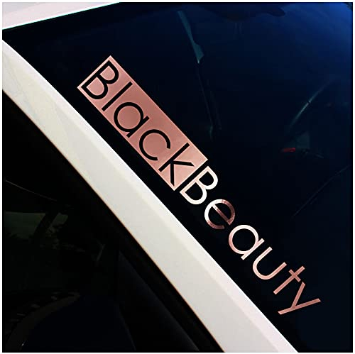 Finest Folia Frontscheibenaufkleber Schriftzug Black Beauty Aufkleber für Windschutzscheibe Heckscheibe Auto Fahrzeug Dekor Sticker Frontscheibe FS118 (Rosegold Chrom, Außenklebend)