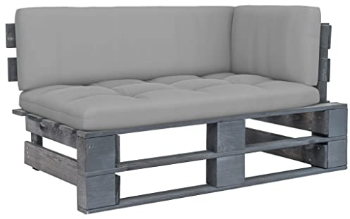 vidaXL Kiefernholz Grau Imprägniert Garten Ecksofa Modular Palettensofa Gartensofa Sofa Lounge Palettenmöbel Gartenmöbel Einzelsofa