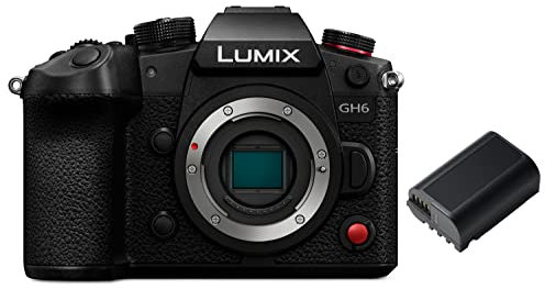 Panasonic LUMIX GH6 with Additional Battery Pack, 25.2 MP Mirrorless Camera with 5.7K 60 fps/4K 120 fps, Unlimited C4K/4K 4:2:2 10-Bit Video Recording, 7.5-Stop 5-Axis Dual Image Stabilization