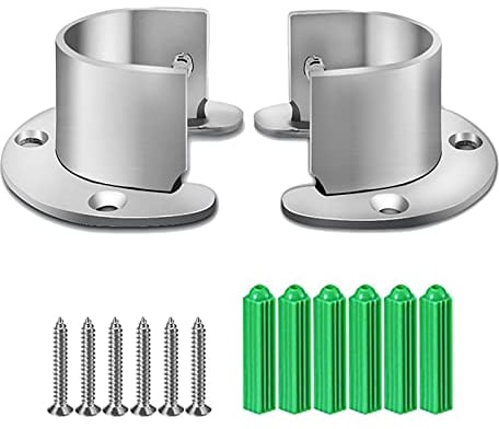 SHULLIN 1 Paar 32mm Edelstahl Rundrohr-Halterung Kleiderschrank Kleiderstange Spurstangenkopf Garderobenhalterung U-Form Stangen Flansch Set rohrhalter U-förmige Flansch Holder mit Schrauben