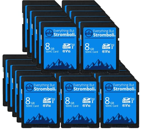 Everything But Stromboli 8GB SD Card (25 Pack) Speed Class 10 UHS-1 U1 C10 8G SDHC Memory Cards for Compatible Digital Camera, Computer, Trail Cameras