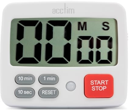 Acctim Easy Timer Digitaler Countdown-Timer, integrierter Ständer, Magnet und Haken, Weiß
