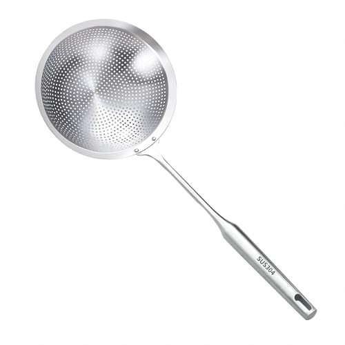 Large Professional Skimmer Slotted Spoon,304 Stainless Steel Slotted Spoon With Extra Large Bowl & Comfortable Handle,Durable Food Grade Strainer Spoon, Draining & Frying For Kitchen Cooking Baking