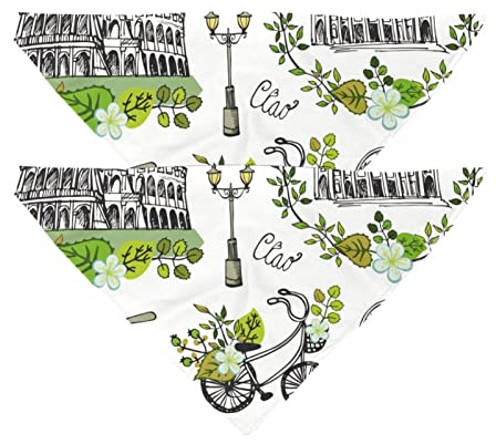 Hundehalstücher, 2 Stück, Italien, Roma-Symbole, Haustierschal, Chiffon-Bandana, dreieckiges Lätzchen, Zubehör für kleine, mittelgroße und große Hunde, Welpen, Haustiere