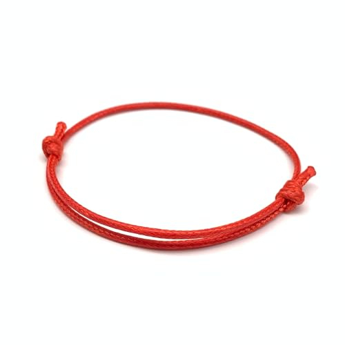 [2 Stück] Dezentes einfaches Armband | Handgemachtes dünnes Surfer Band aus gewachster Baumwolle | Geschenk Freundschaftsarmband | Viele Farben (2 Stück, Rot)