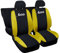 Auto Accessori Lupex - Sitzbezüge für Autositz, kompatibel Autositzbezüge für 600, schwarz Gelb, Made in Italy, Set Sitzbezüge für Vorder- und Rücksitze, Polyester-Gewebe, Auto-Innenbezüge