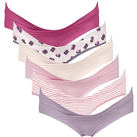 Intimate Portal Culotte Grossesse Bikinis Croisés Maternité Coton Lot de 6 | Elastique Slip Maternité Coupe Croisée en V, Sans Pression, Bikini Basse Taille Coton Doux Future Maman, Post Accouchement
