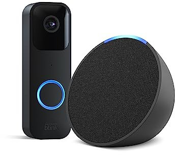 Blink Video Doorbell, Black, Works with Alexa + Echo Pop, Charcoal - Smart Home Starter Kit