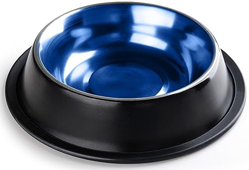 STILGUT Fressnapf für Hund & Katze, Futternapf aus Aluminium 0,2 l, Hundenapf, Katzennapf, Wassernapf - Schwarz/Blau