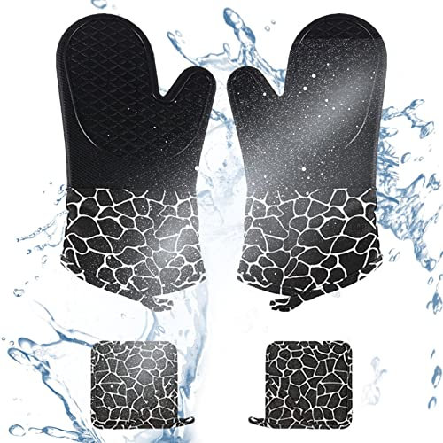 JINGAN maniques et maniques pour four, gants pour barbecue, supports pour casseroles, résistants à la chaleur, maniques en silicone, maniques en silicone pour four antidérapant