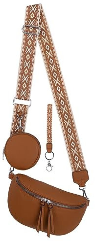 Bauchtasche Umhängetasche Crossbody-Bag Hüfttasche Kunstleder Italy-Design (Brown)