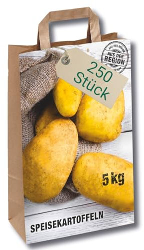 AGRI plus Kartoffeltüten Speisekartoffeln 5 kg I 250 Stück I Biologisch abbaubare Papiertragetaschen in 220 x 110 x 360 mm I Robuste Kartoffeltragetaschen aus 90 g/m² Kraftpapier