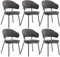 WOLTU 6er Set Esszimmerstühle, Küchenstuhl, Polsterstuhl, Loungesessel, Wohnzimmerstuhl, Design Stuhl, mit Rückenlehne Armlehnen Metallbeinen, gepolstert, Samt, Dunkelgrau, BH389dgr-6
