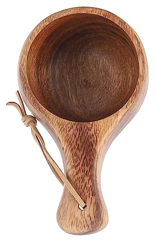220 Ml Kaffeetasse aus Holz, Tragbarer Trinkbecher Im Nordischen Design, Kuksa-Tasse mit Umhängeband, Outdoor-Camping-Trinkbecher, Wärmeisolierende Kaffeetasse mit Bequemem