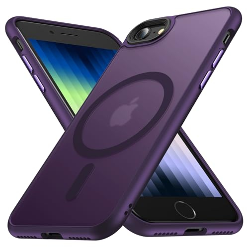 FNDMIL [NO.1 Magnetisch für iPhone SE 2022/SE 2020/8 Hülle mit MagSafe[Durchscheinend Matt][Anti-Fingerabdruck][Militär Stoßfest] Dünn Hardcase mit Silikon für iPhone SE 2./3. Generation Hülle,Lila