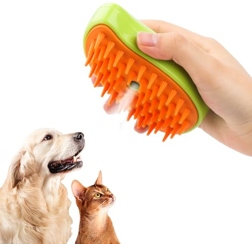 Spazzola per Gatti con Spray,Spazzola Gatto con Serbatoio Acqua,Pettine Elettrico per la Rimozione dei Peli di Animali Domestici,adatto per La Pulizia Dei Peli Di Animali Domestici (più verde)