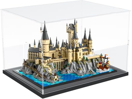Choowin Acryl-Vitrine für Lego 76419 für Lego Hogwarts Schloss und Gelände für Lego-Display, verdickte, transparente Acryl-Vitrinen für Sammlerstücke, staubdichte Vitrine (schwarzer Sockel)