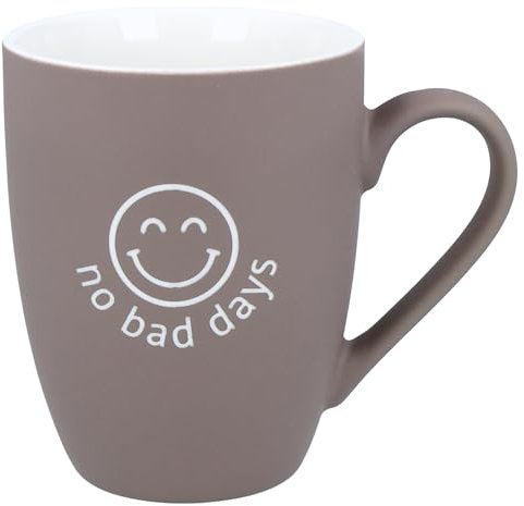 Spruchreif | Soft-Touch Tasse Taupe no bad days – Beidseitig gravierte Tasse mit positivem Spruch | Geschenk für Optimisten, Freundinnen & Alltagshelden | 350 ml