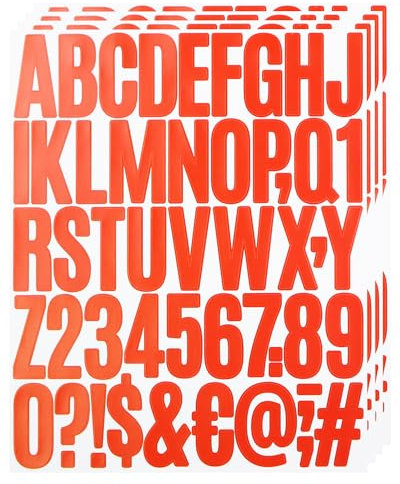 2 Inch Sticky Vinyl Letter Number Stickers,4 Sheets Self Adhesive Stick On Alphabet Symbol Sticker for Scrapbook, Bottle Decor - Red