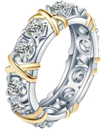 Gu Feng Kreuz XO Ring versilberter Moissanit-Ring Römischer Kreuzring