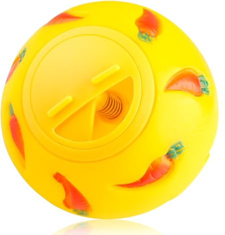 Tabanzhe Cute Cat Treat Ball Toys - Reusable Cat Food Slow Feeder Interactive Toy with Adjustable Feeding Hole Cat Interactive Training Food Dispenser Suitable for Feed Cat Dog Hamster Rabbit(Yellow)