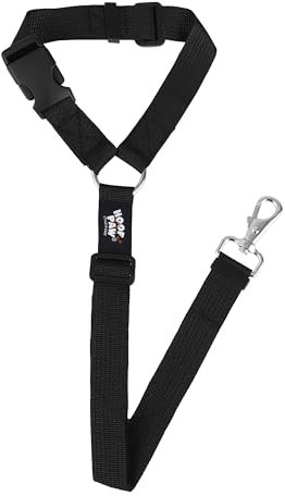 Hoof n Paw Dog Headrest Car Seat Belt - Adjustable Length Fit Both Large & Small Dogs - Universal Design Fit All Car Headrest - Strong Nylon Webbing - 10 Colours (Black)